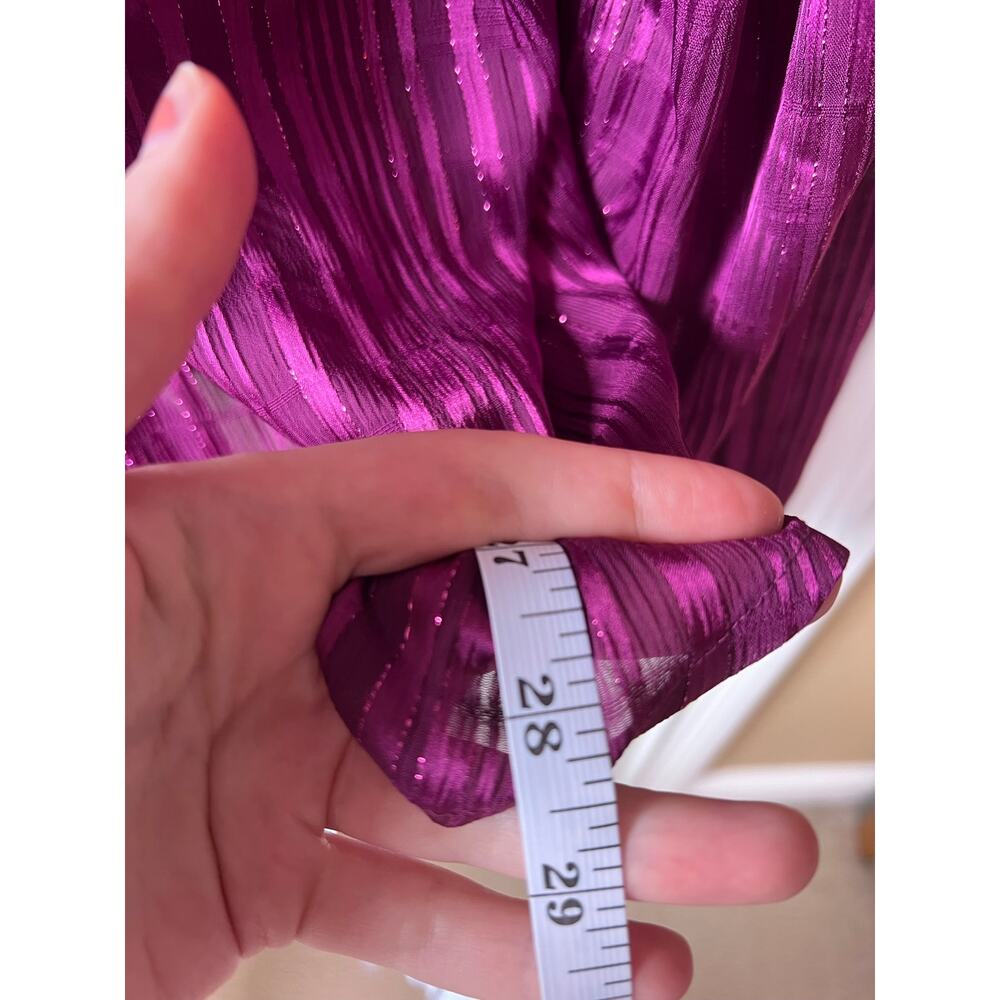 NEW Chico's Split Neck Crinkle Blouse Magenta Purple Shimmer Long Sleeve Sz 16 - Picture 16 of 16